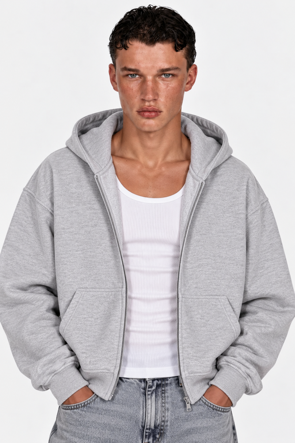 Felpa Con Zip GRIGIA
