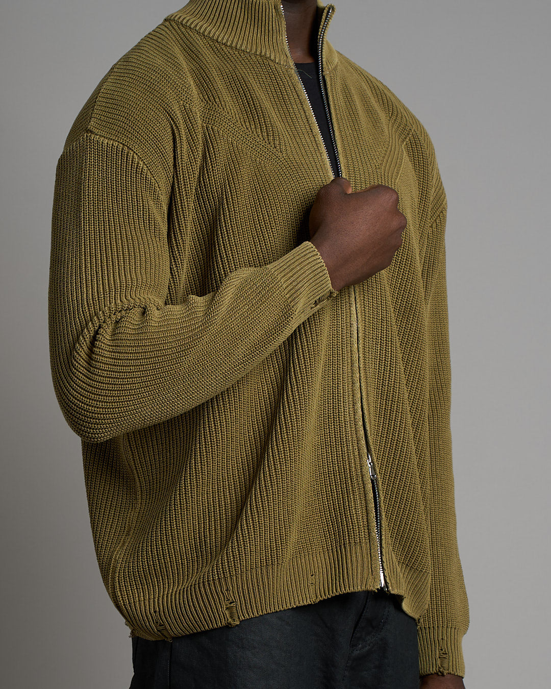 Maglia con zip effetto old