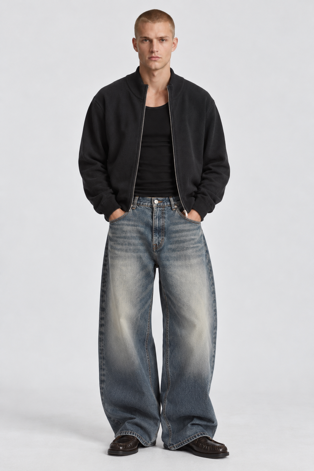 Maglia Full Zip Nera Sartoriale