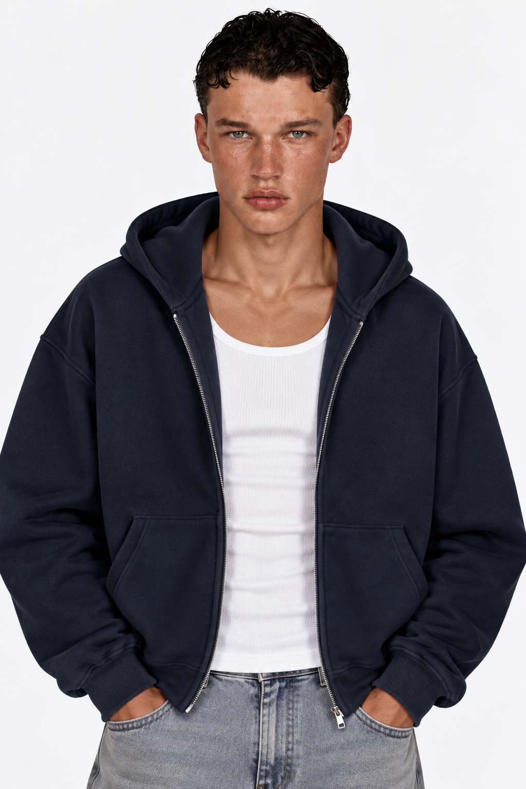 Felpa Zip BLU NAVY
