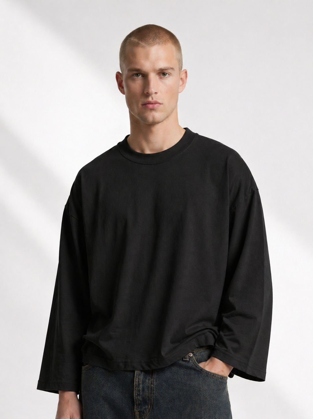 Longsleeve Crop Manica Over Nera
