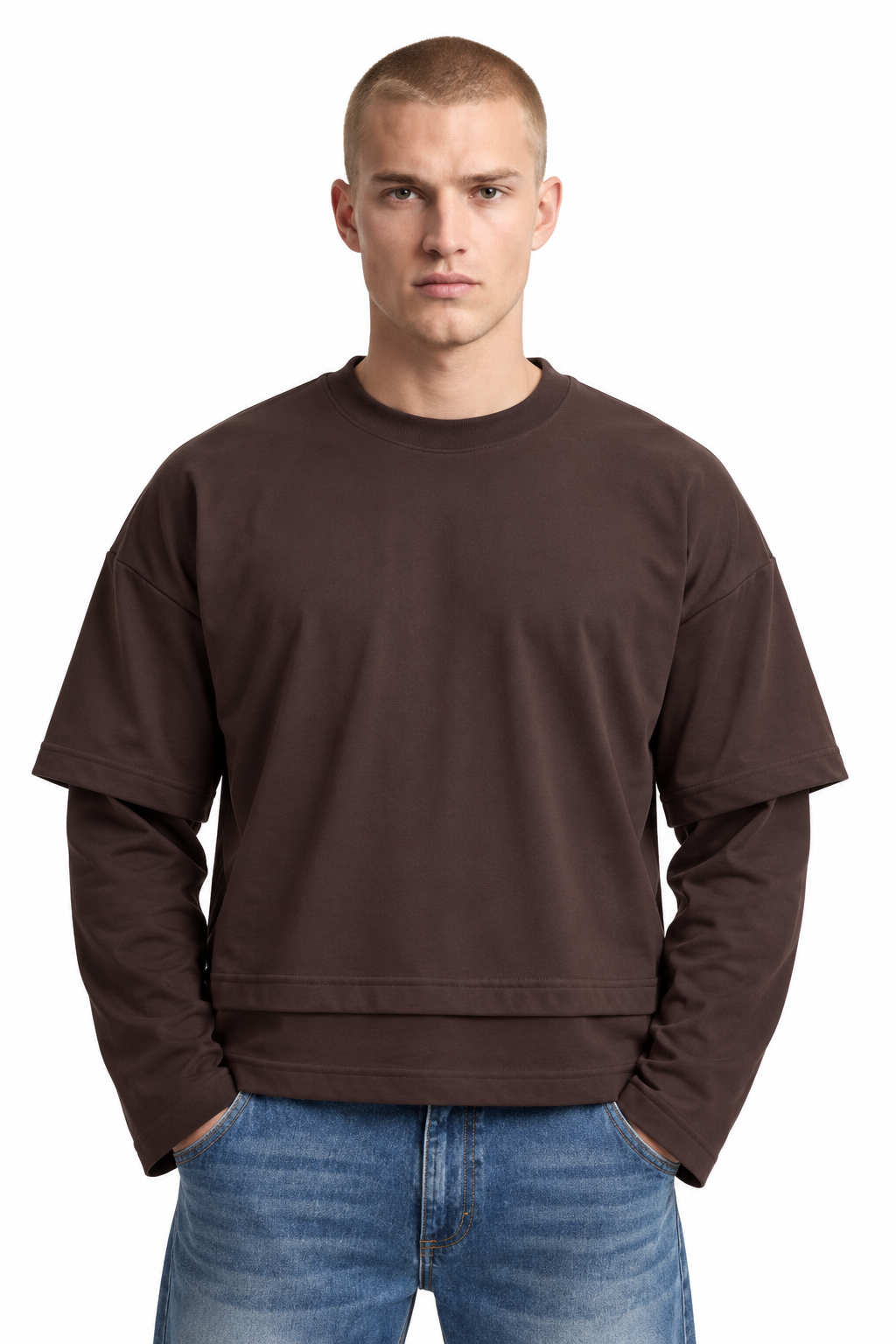 Longsleeve double marrone