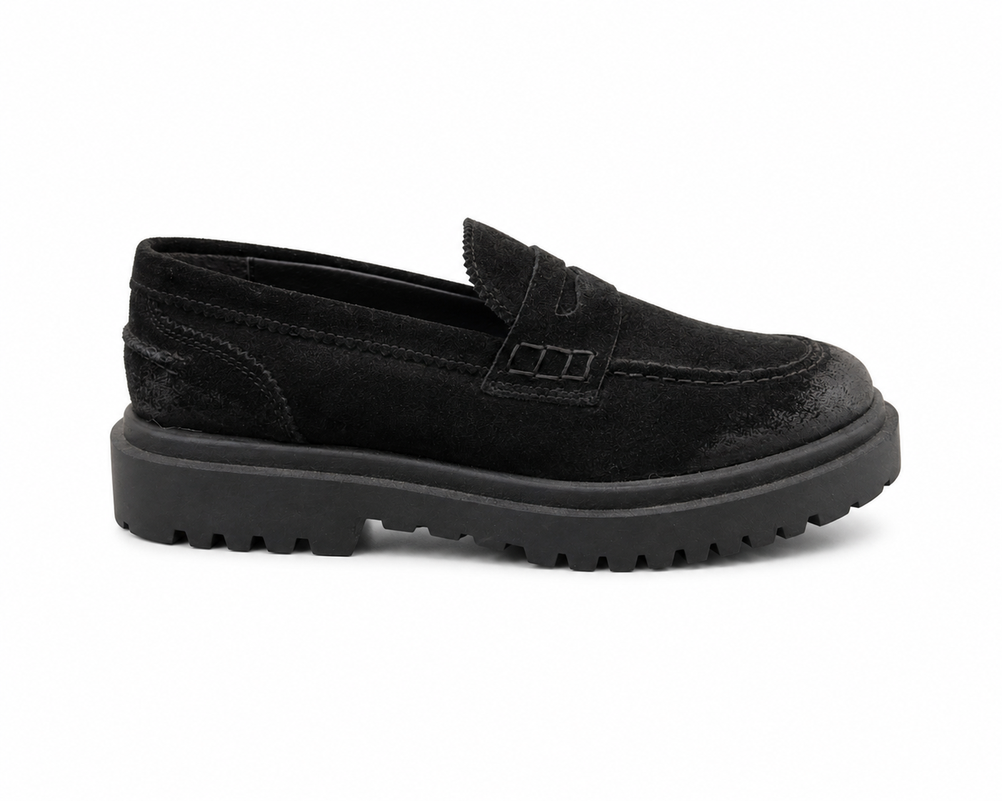 Mocassino Suola Alta Scamosciato Nero