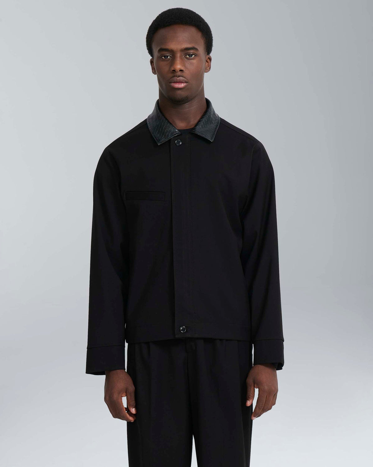 Jacket con Colletto Constrast in pelle