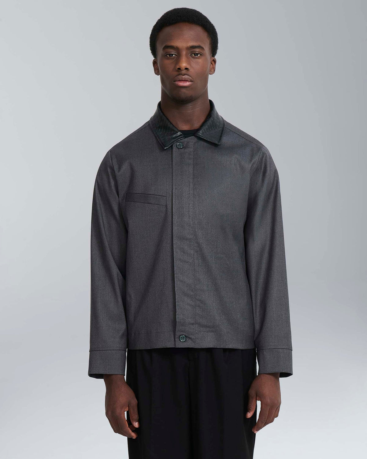 Jacket Con Colletto Contrast in pelle