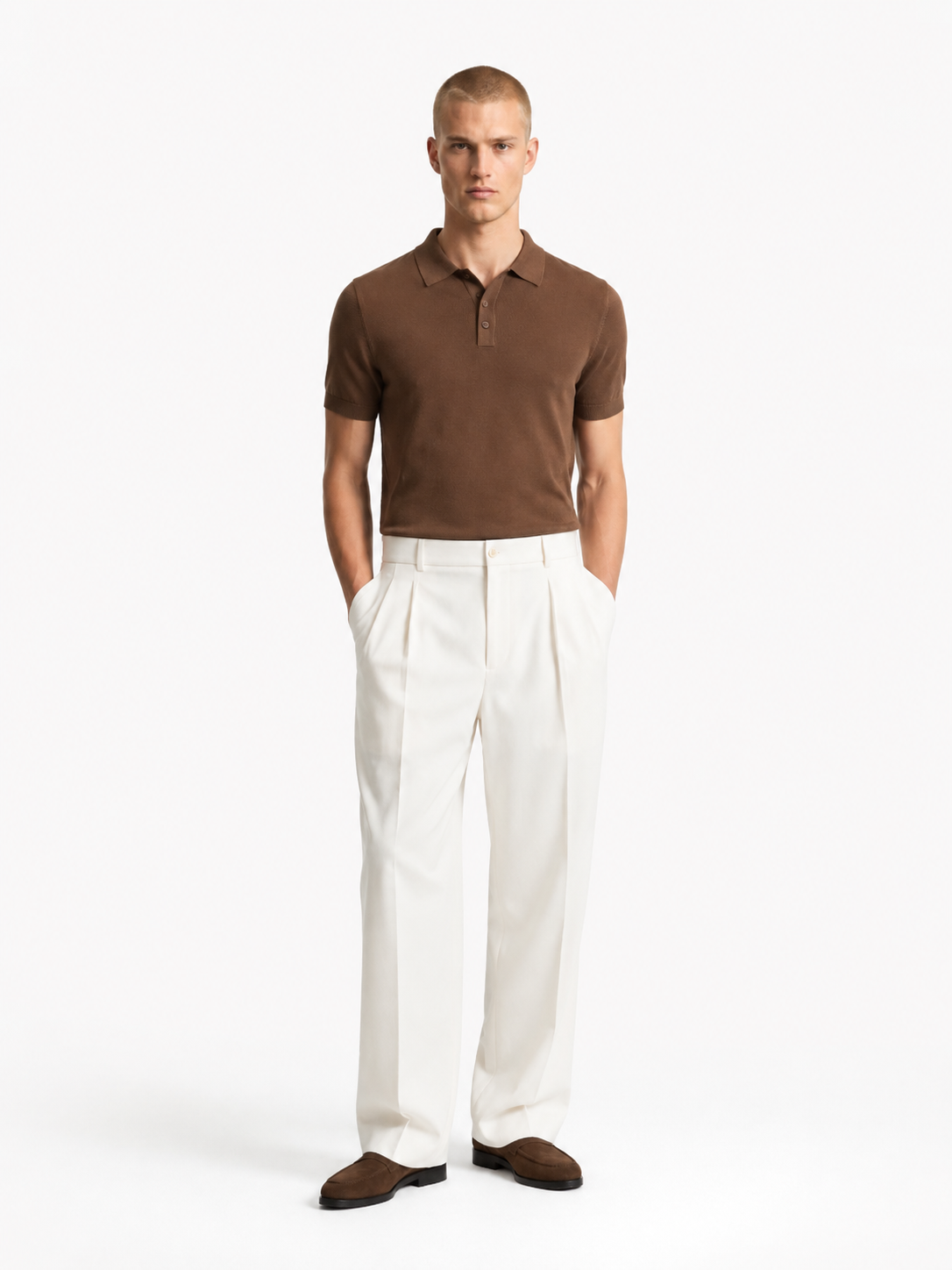 Polo 2 Bottoni Classic Marrone