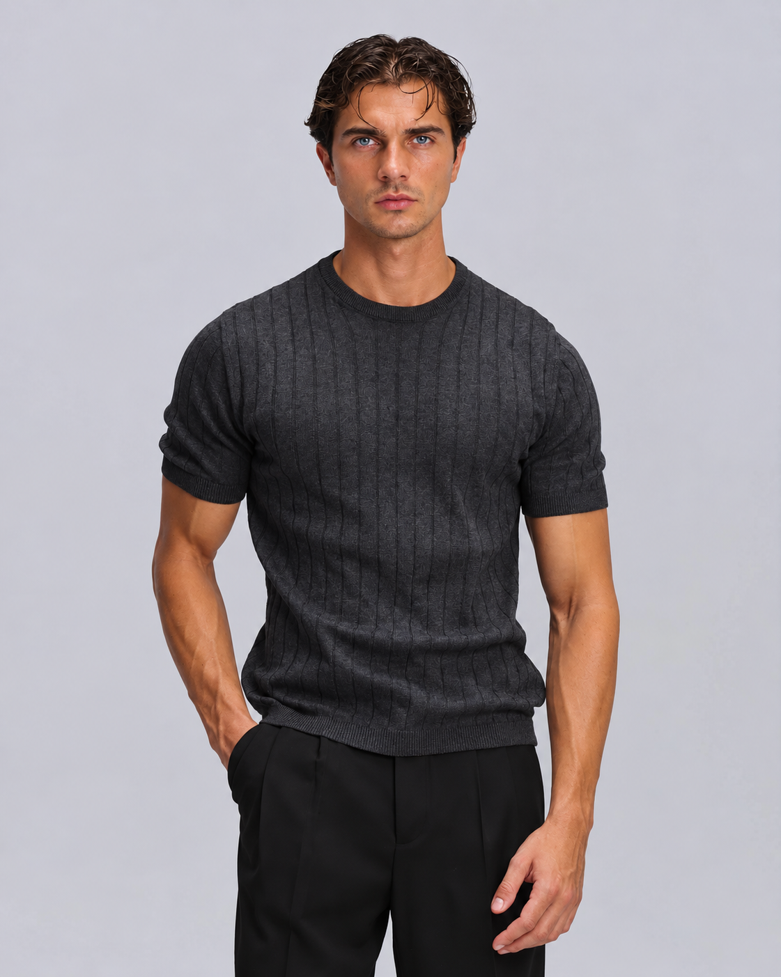 Tshirt filo a coste GRIGIA
