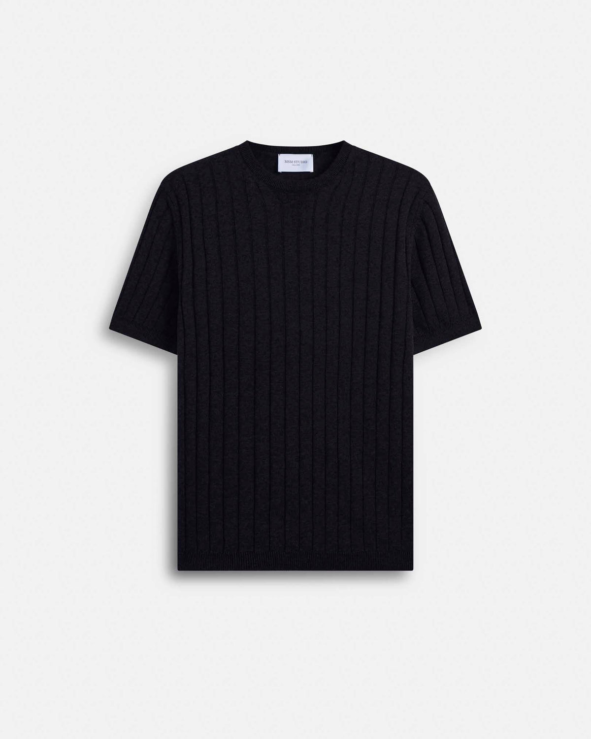 T-shirt in filo a coste Nera