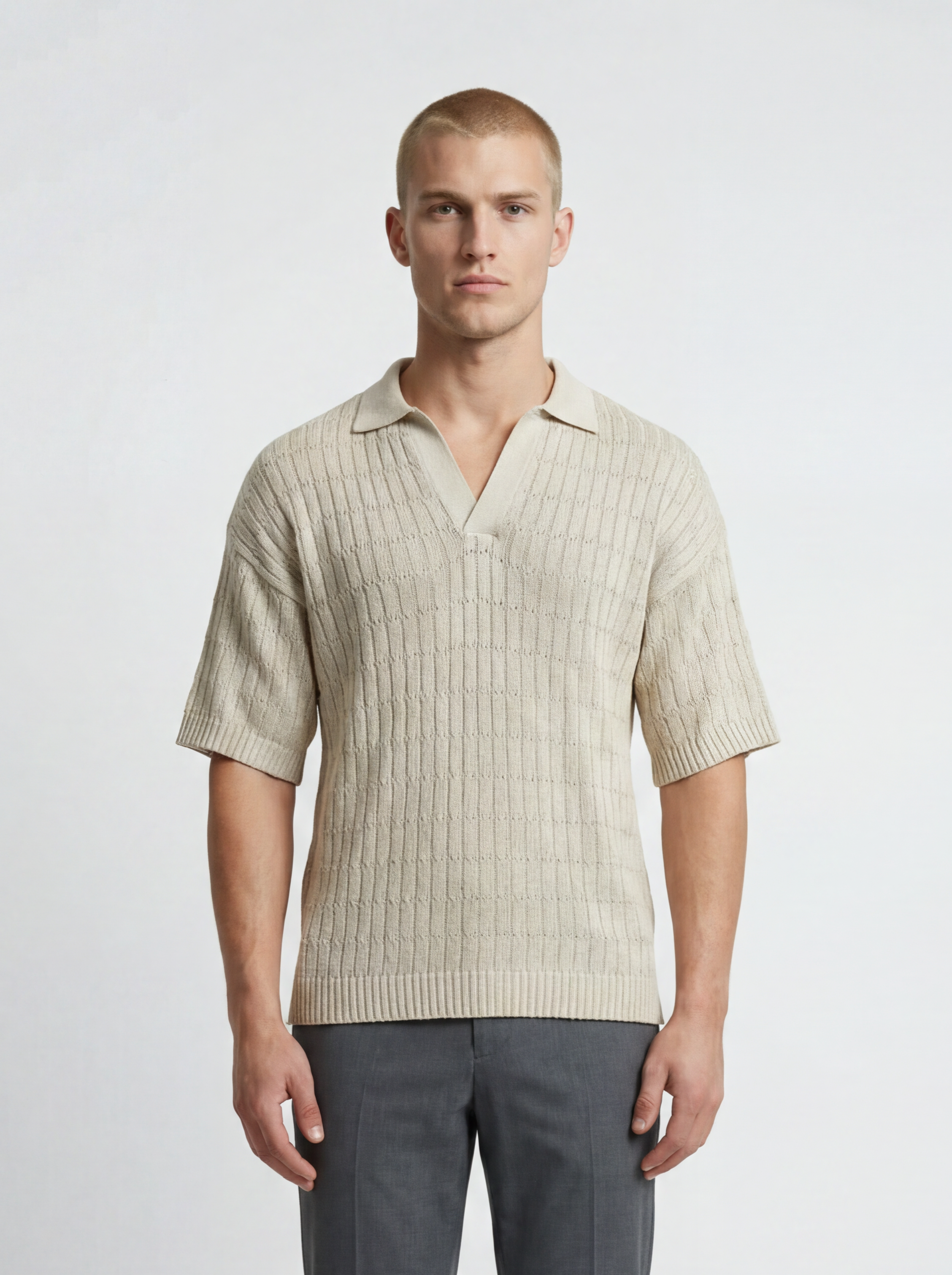 Polo ‘’ Robin ‘’ V Neck Beige
