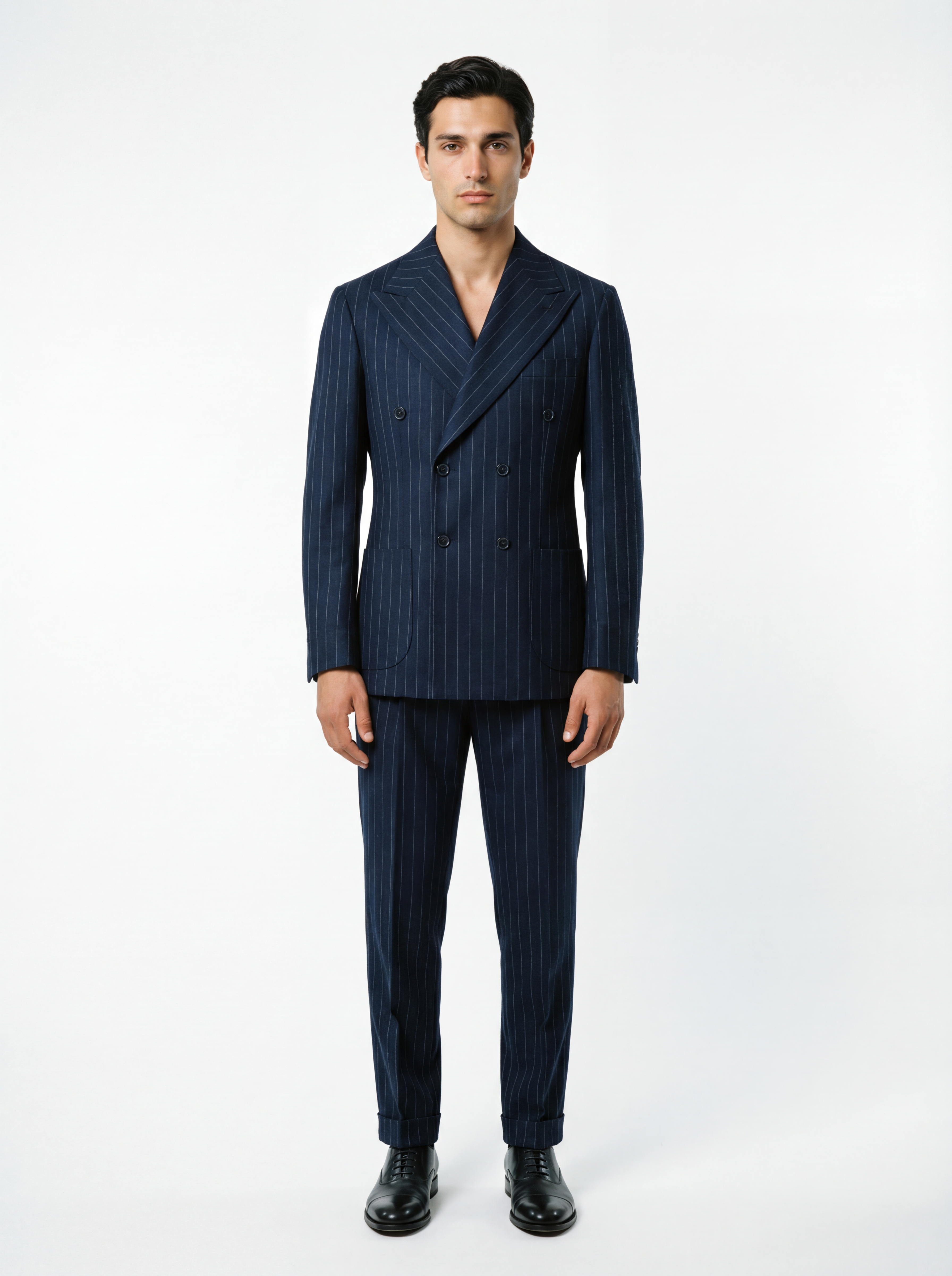 Abito Doppiopetto Gessato Blu