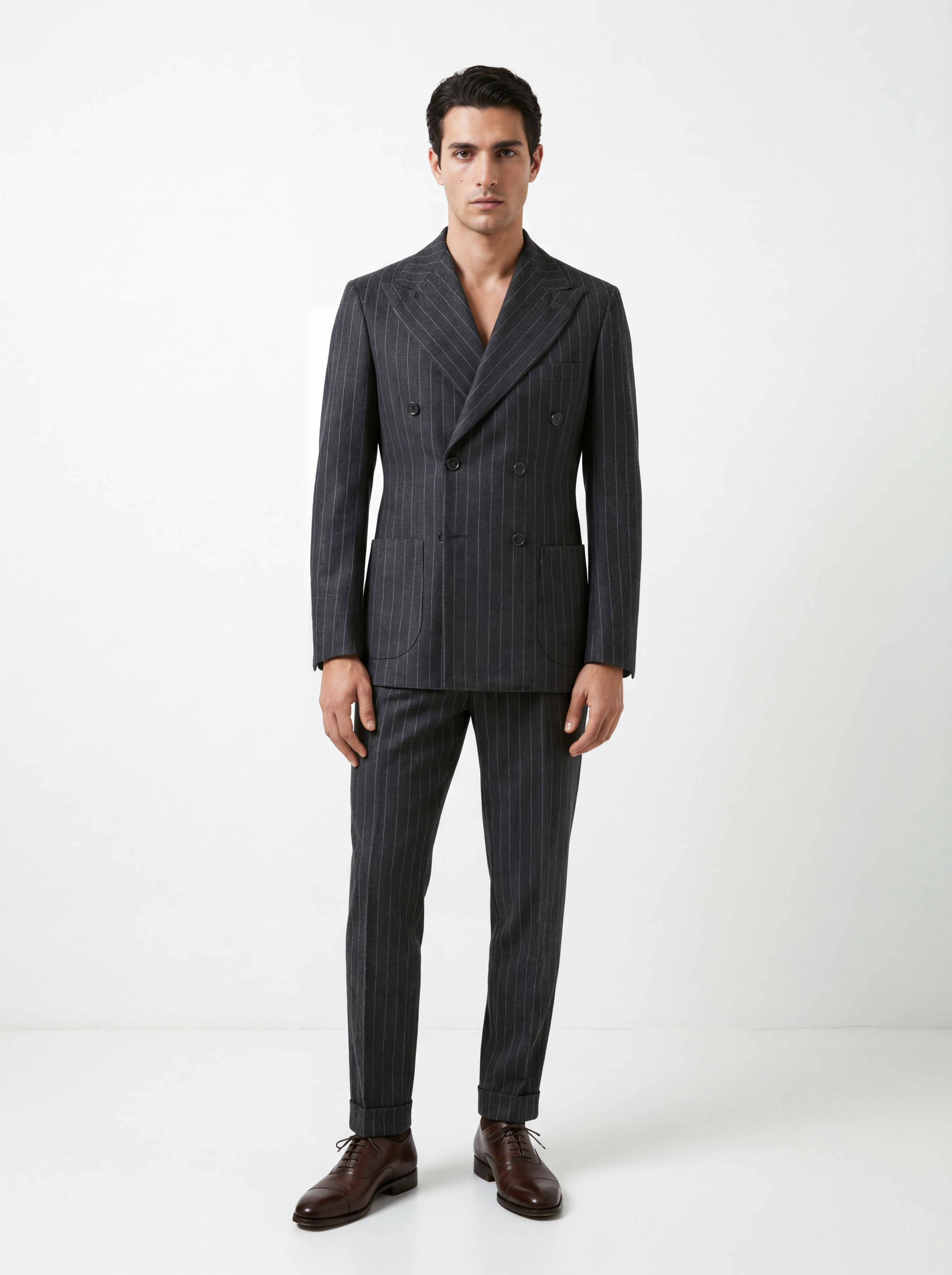 Abito Doppiopetto Gessato Grigio Scuro