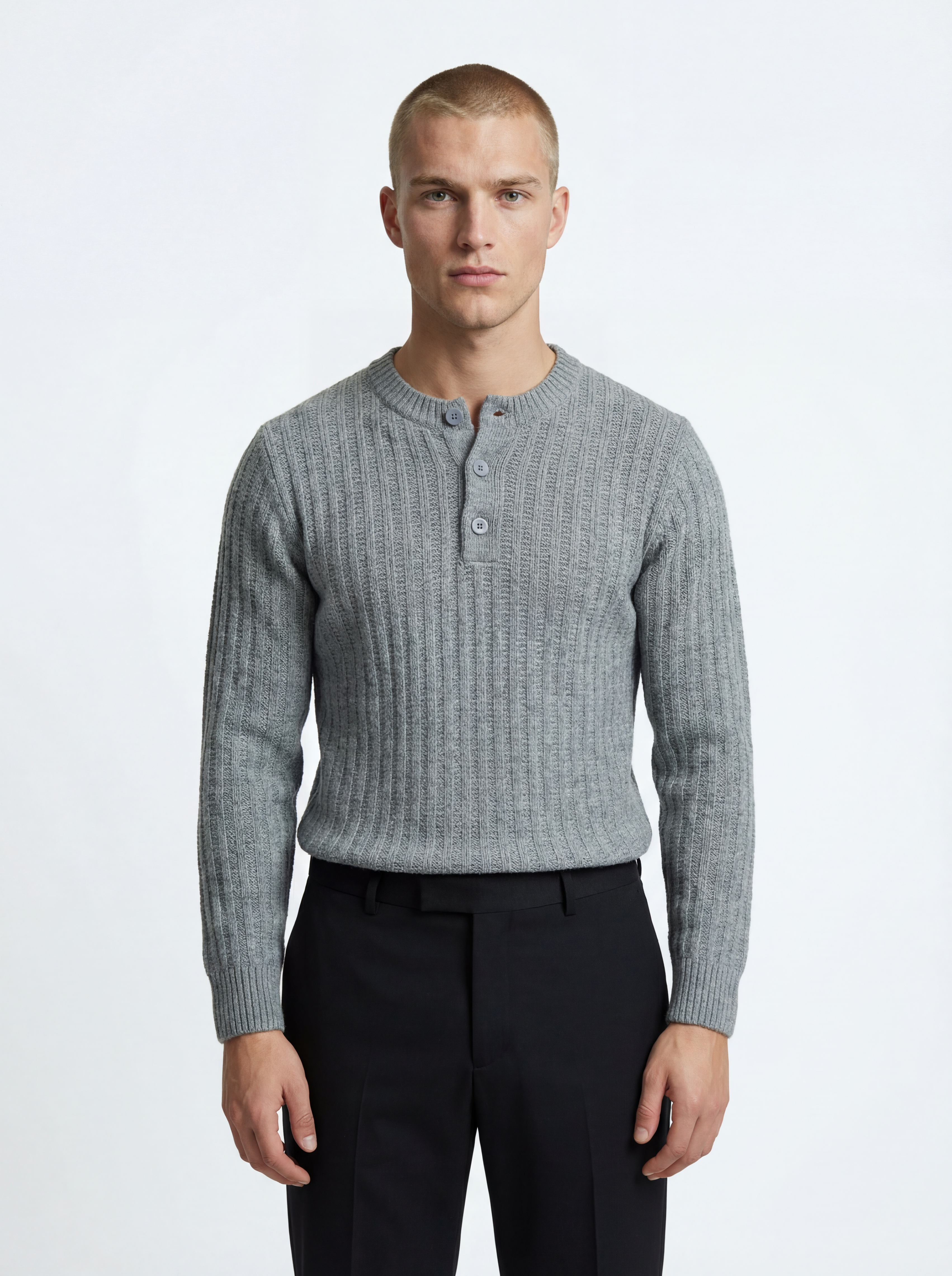 Serafino Pullover 3 Bottoni Grigia