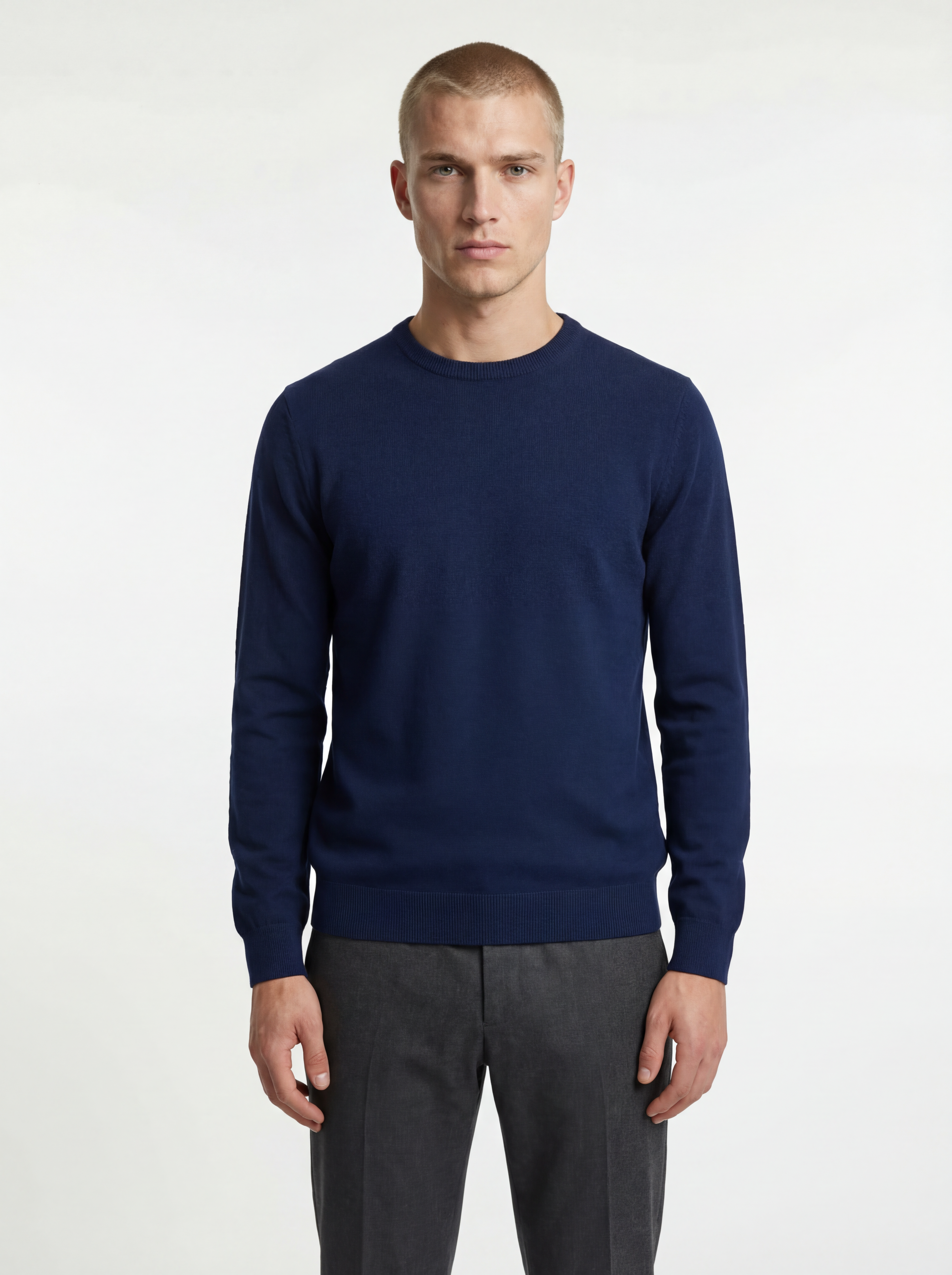 Pullover Girocollo Sartoriale Blu Scuro