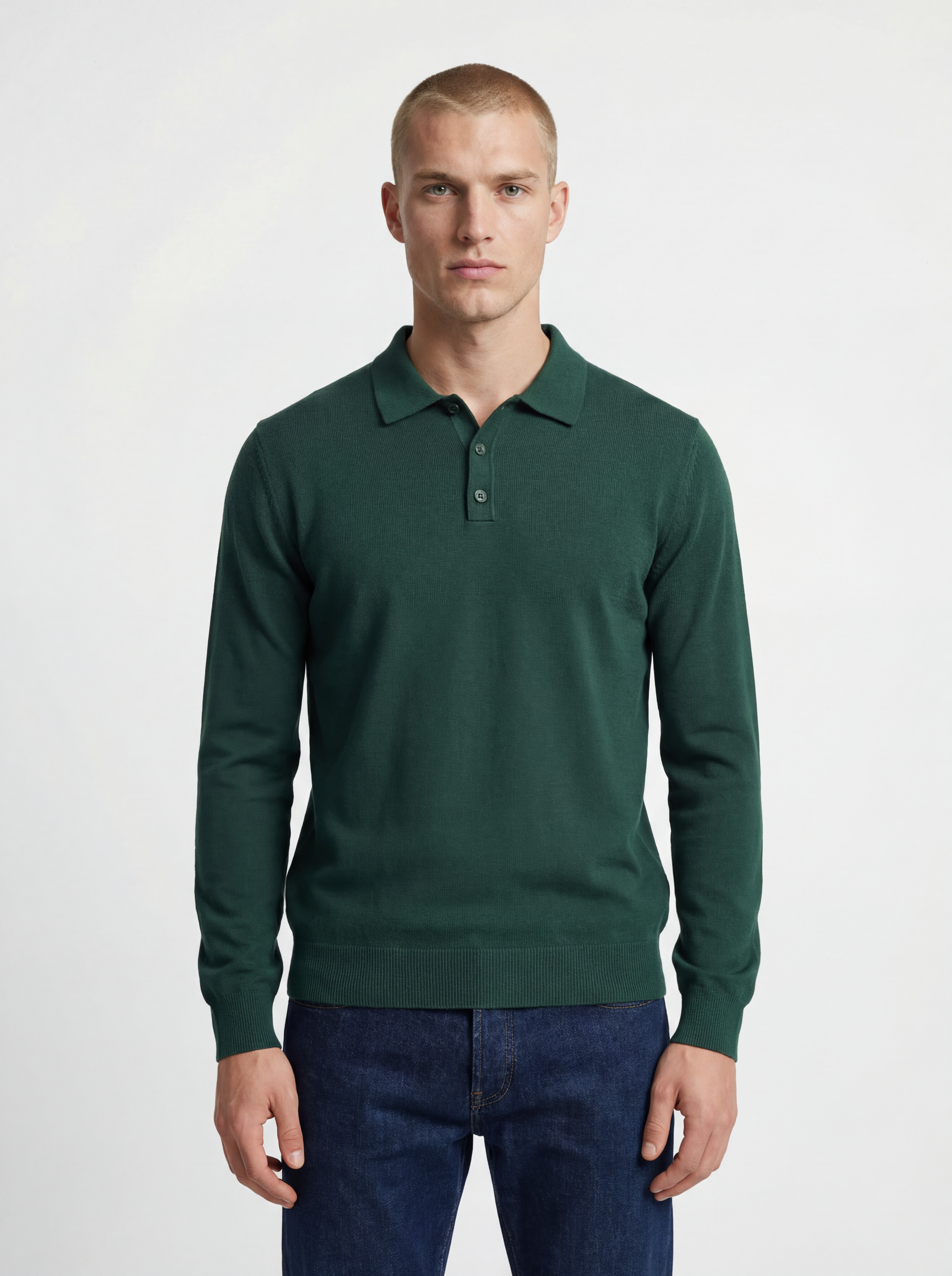 Polo Sartoriale 3 Bottoni Verde